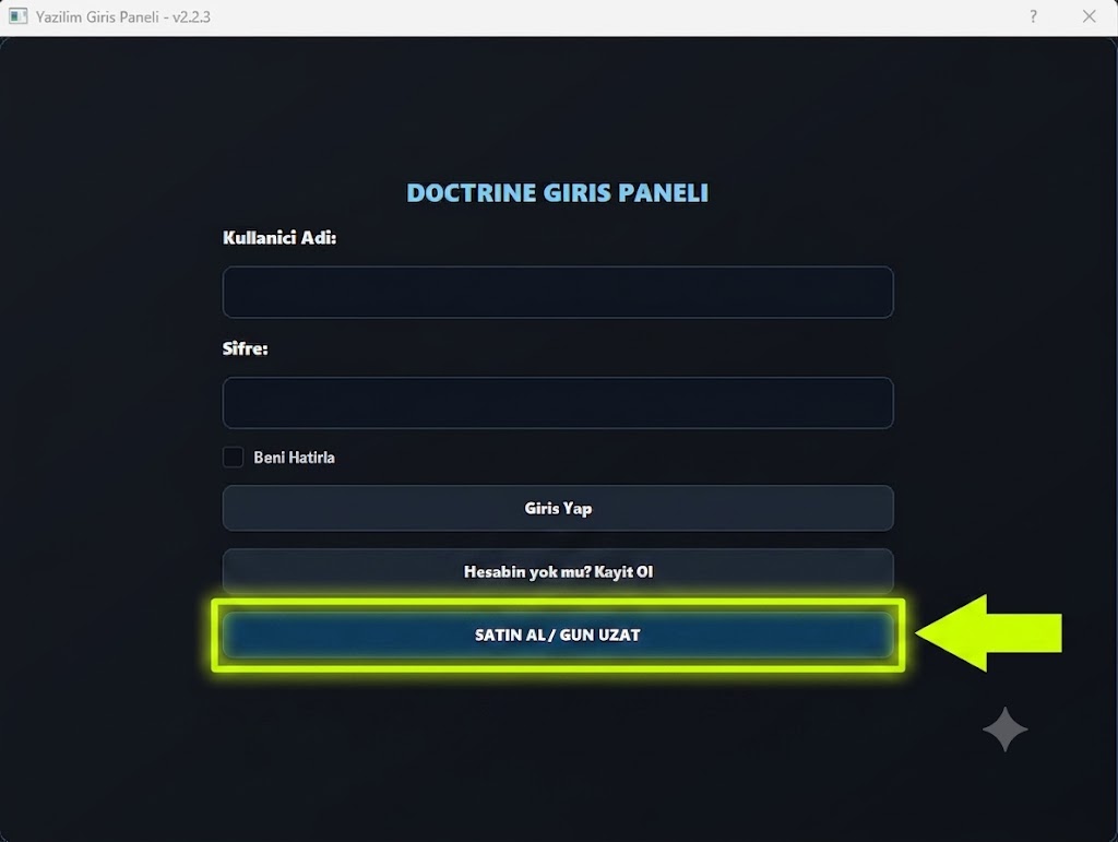 Satın al gün uzat giriş adımı