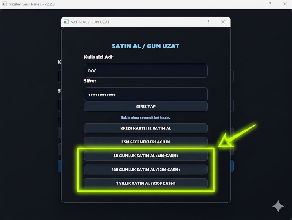 Paket seçimi adımı
